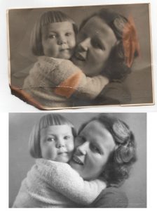 restored photo of mother and child